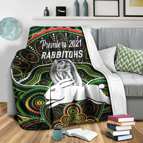 south-sydney-rabbitohs-premium-blanket-2021-indigenous-premiers-trophy-black