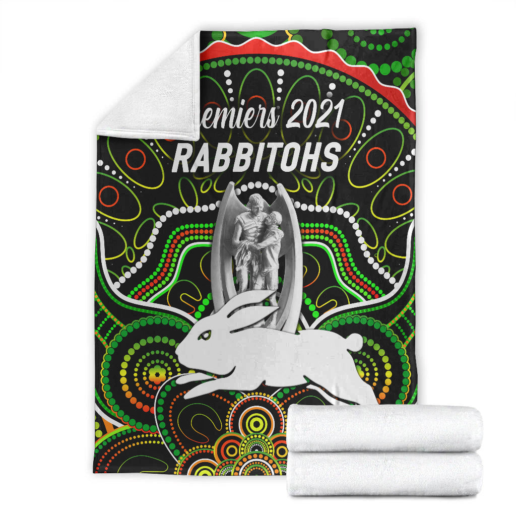 south-sydney-rabbitohs-premium-blanket-2021-indigenous-premiers-trophy-black