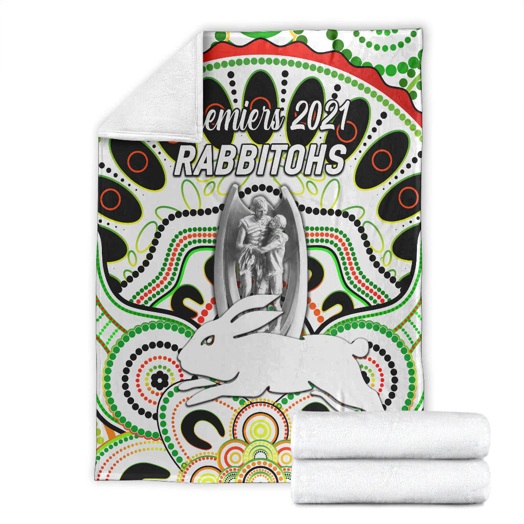 south-sydney-rabbitohs-premium-blanket-2021-indigenous-premiers-trophy-white
