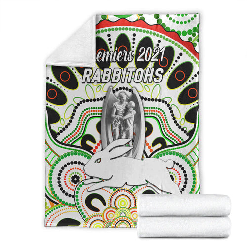 south-sydney-rabbitohs-premium-blanket-2021-indigenous-premiers-trophy-white