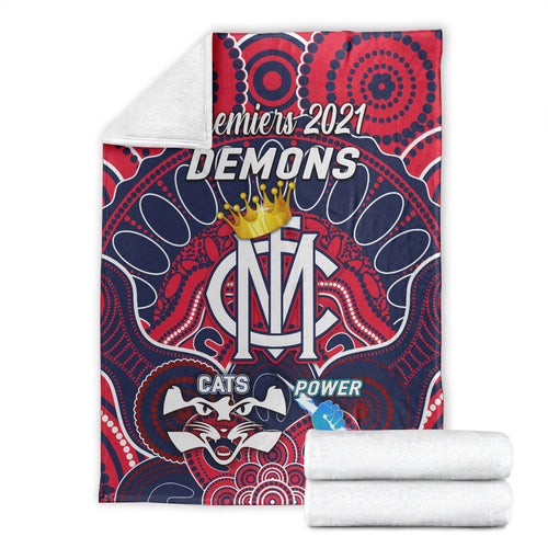 melbourne-demons-indigenous-premium-blanket-football-2021-premiers-the-king