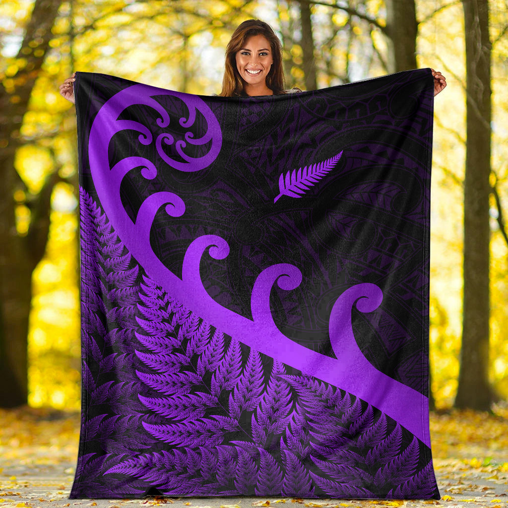 new-zealand-rugby-maori-premium-blanket-silver-fern-koru-vibes-purple