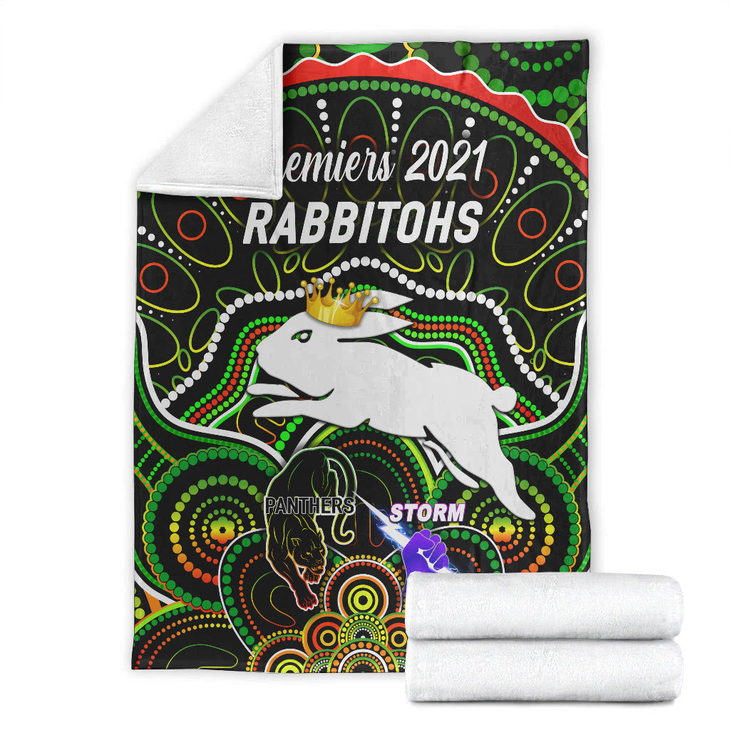 south-sydney-rabbitohs-premium-blanket-2021-indigenous-premiers-the-king-black