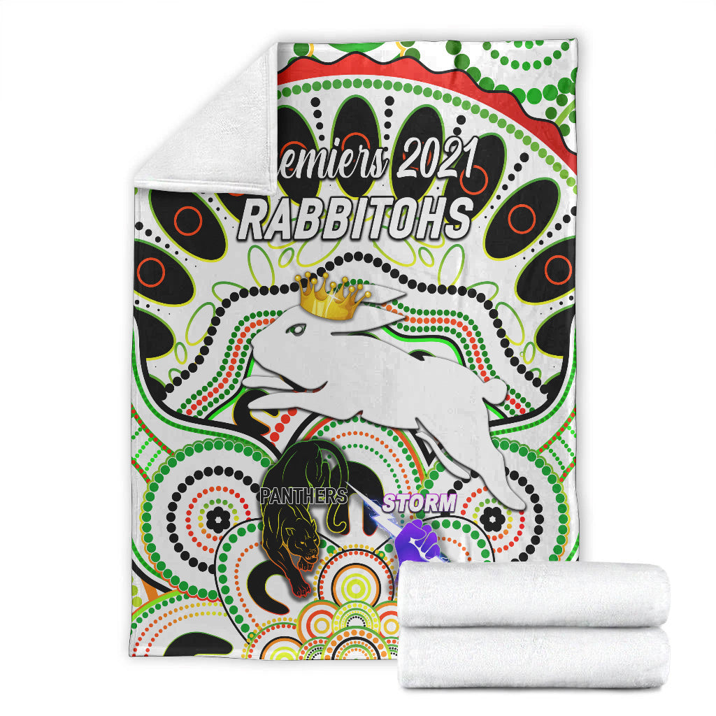 south-sydney-rabbitohs-premium-blanket-2021-indigenous-premiers-the-king-white