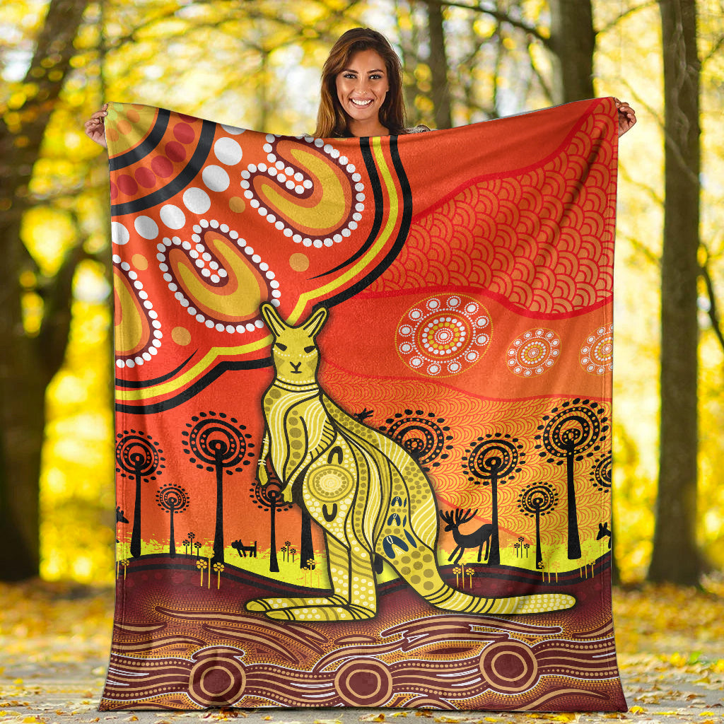 aboriginal-art-kangaroo-premium-blanket-indigenous-unique-vibes-orange
