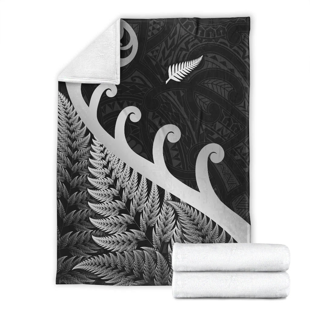 new-zealand-rugby-maori-premium-blanket-silver-fern-koru-vibes-black