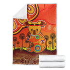 aboriginal-art-koala-premium-blanket-indigenous-unique-vibes-orange