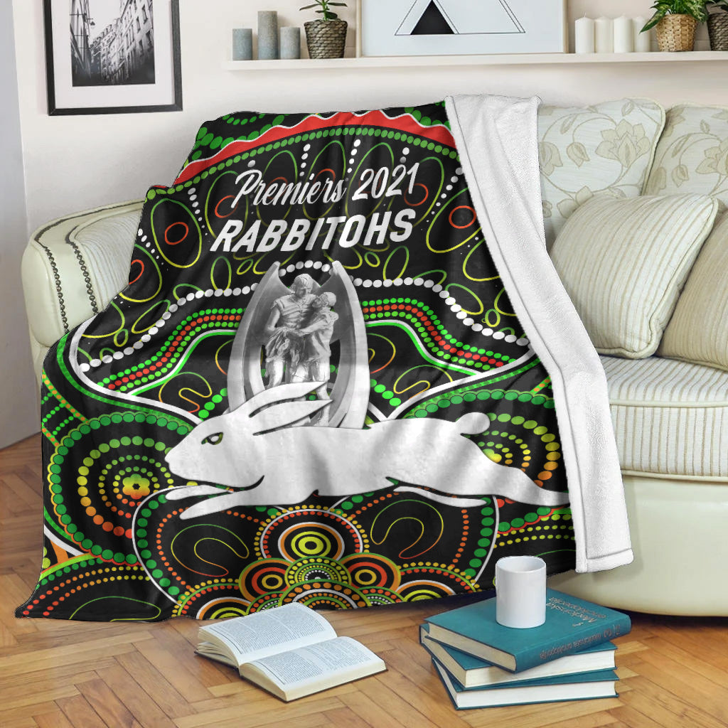 south-sydney-rabbitohs-premium-blanket-2021-indigenous-premiers-trophy-black
