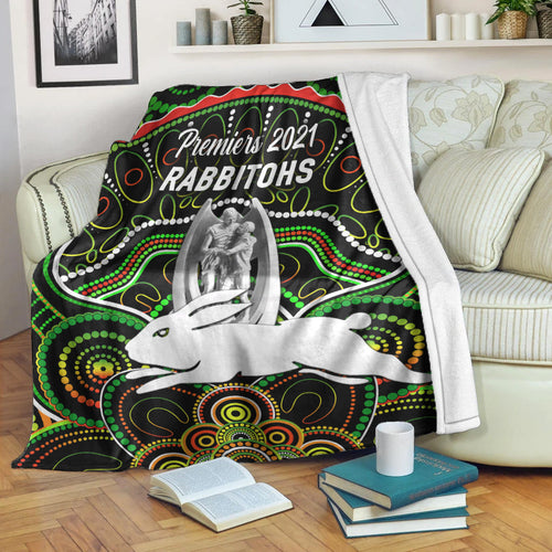 south-sydney-rabbitohs-premium-blanket-2021-indigenous-premiers-trophy-black