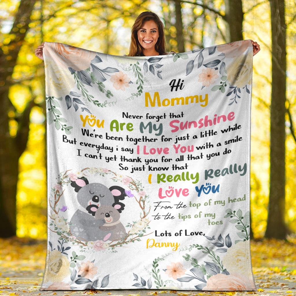 (Custom Personalised) You Are My Sunshine Premium Blanket Australia Koala Mom And Baby - Mother's Day Gift, Gift For Mom