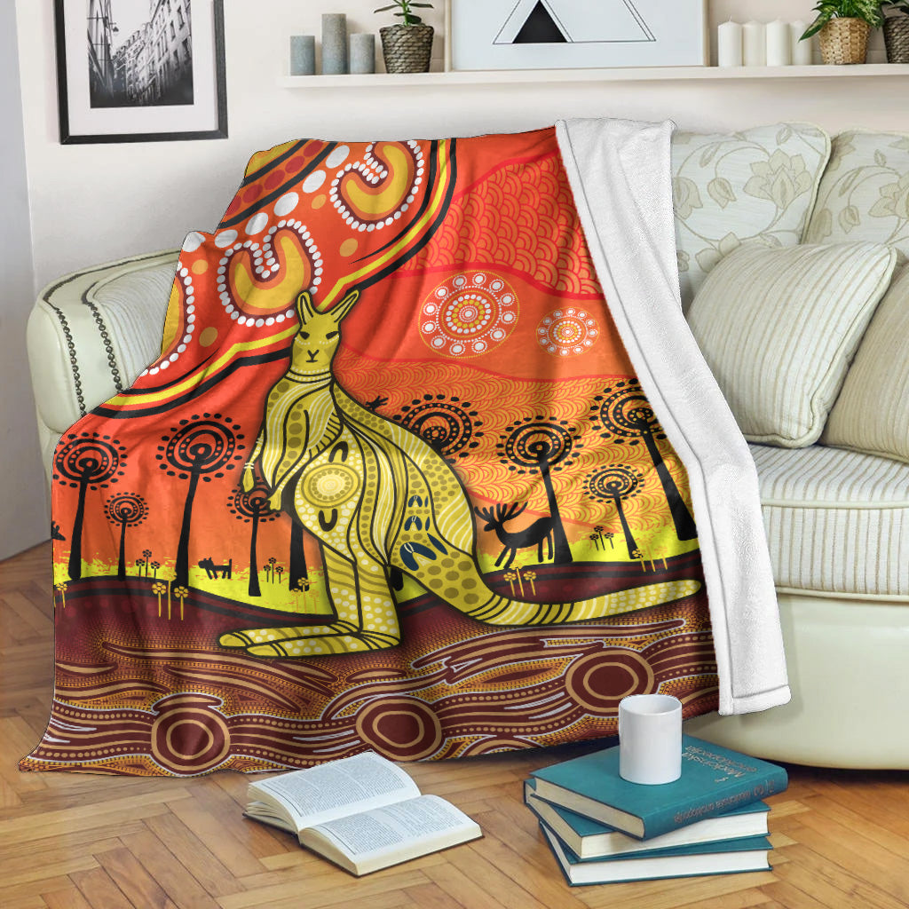 aboriginal-art-kangaroo-premium-blanket-indigenous-unique-vibes-orange