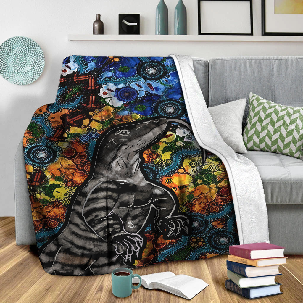Aboriginal Lizard Tribal Premium Blanket LT6