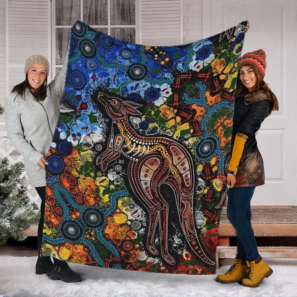kangaroos-indigenous-premium-blanket-australia