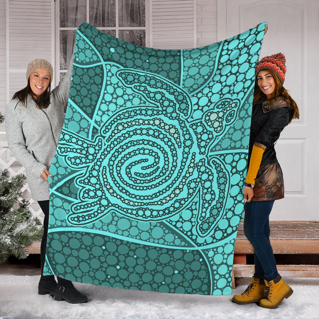 turtle-premium-blanket-aboriginal-green-style