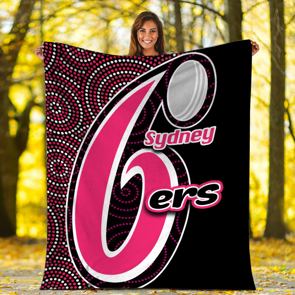 sydney-sixers-premium-blanket-cricket-aboriginal-dot-patterns