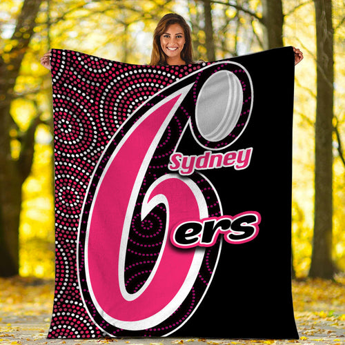sydney-sixers-premium-blanket-cricket-aboriginal-dot-patterns