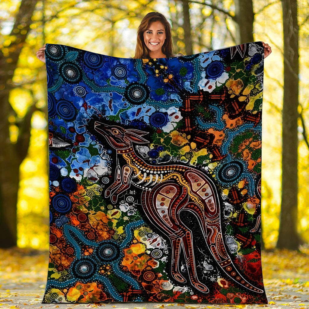kangaroos-indigenous-premium-blanket-australia