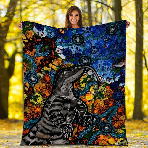 Aboriginal Lizard Tribal Premium Blanket LT6