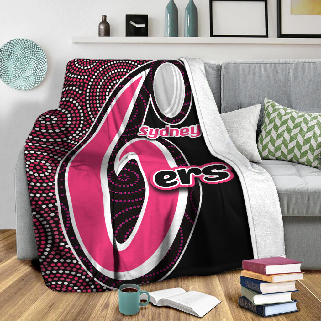 sydney-sixers-premium-blanket-cricket-aboriginal-dot-patterns