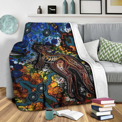 kangaroos-indigenous-premium-blanket-australia
