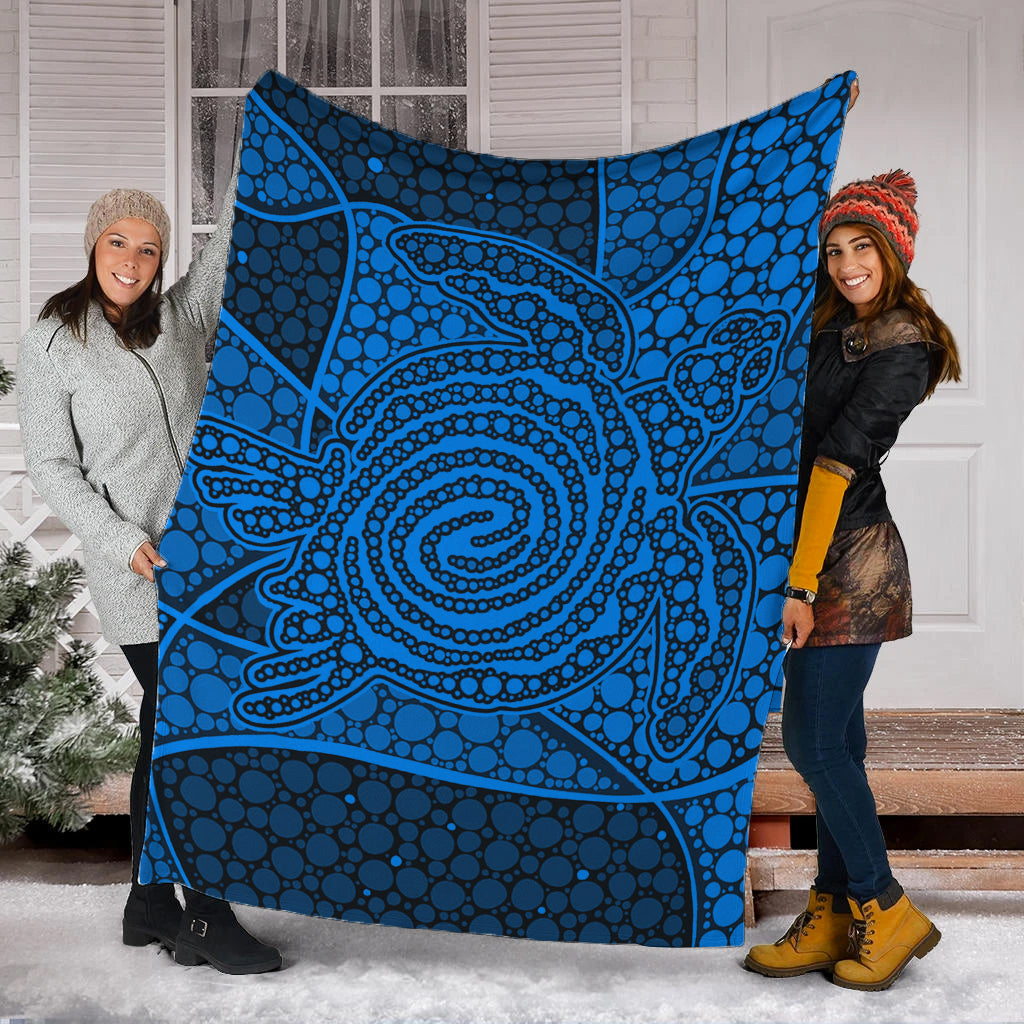 turtle-premium-blanket-aboriginal-blue-style