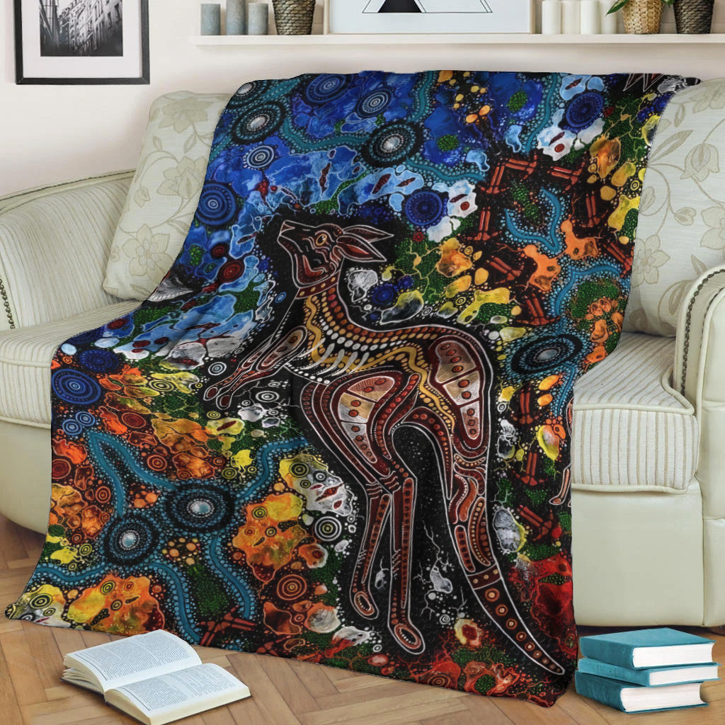 kangaroos-indigenous-premium-blanket-australia