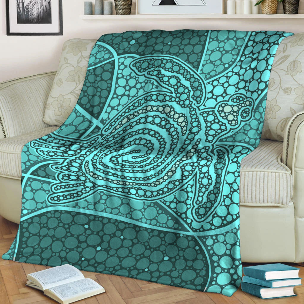 turtle-premium-blanket-aboriginal-green-style