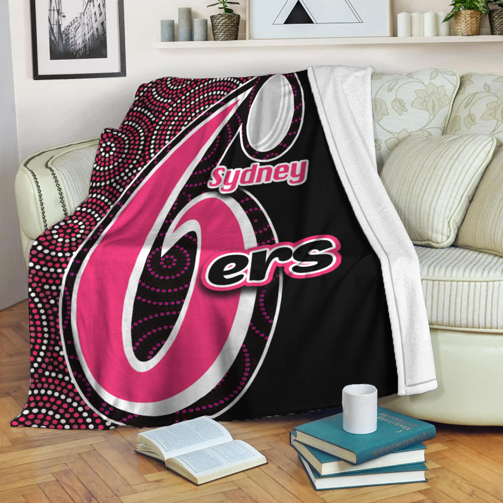 sydney-sixers-premium-blanket-cricket-aboriginal-dot-patterns