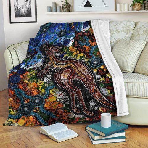 kangaroos-indigenous-premium-blanket-australia