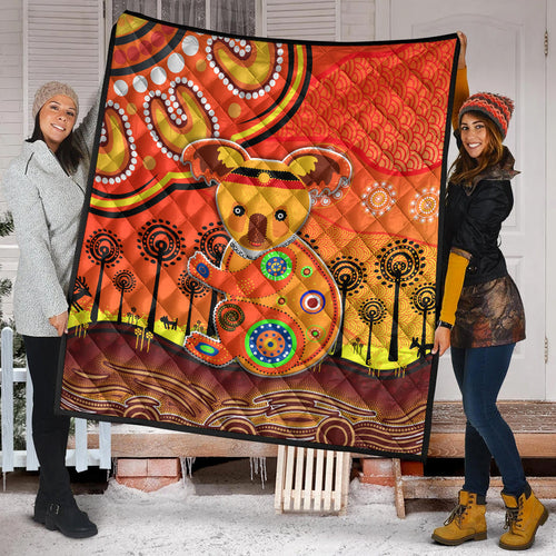 aboriginal-art-koala-premium-quilt-indigenous-unique-vibes-orange