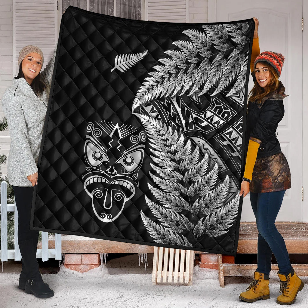 new-zealand-haka-rugby-maori-premium-quilt-silver-fern-vibes-black