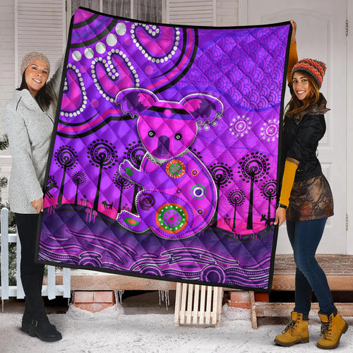 aboriginal-art-koala-premium-quilt-indigenous-unique-vibes-purple