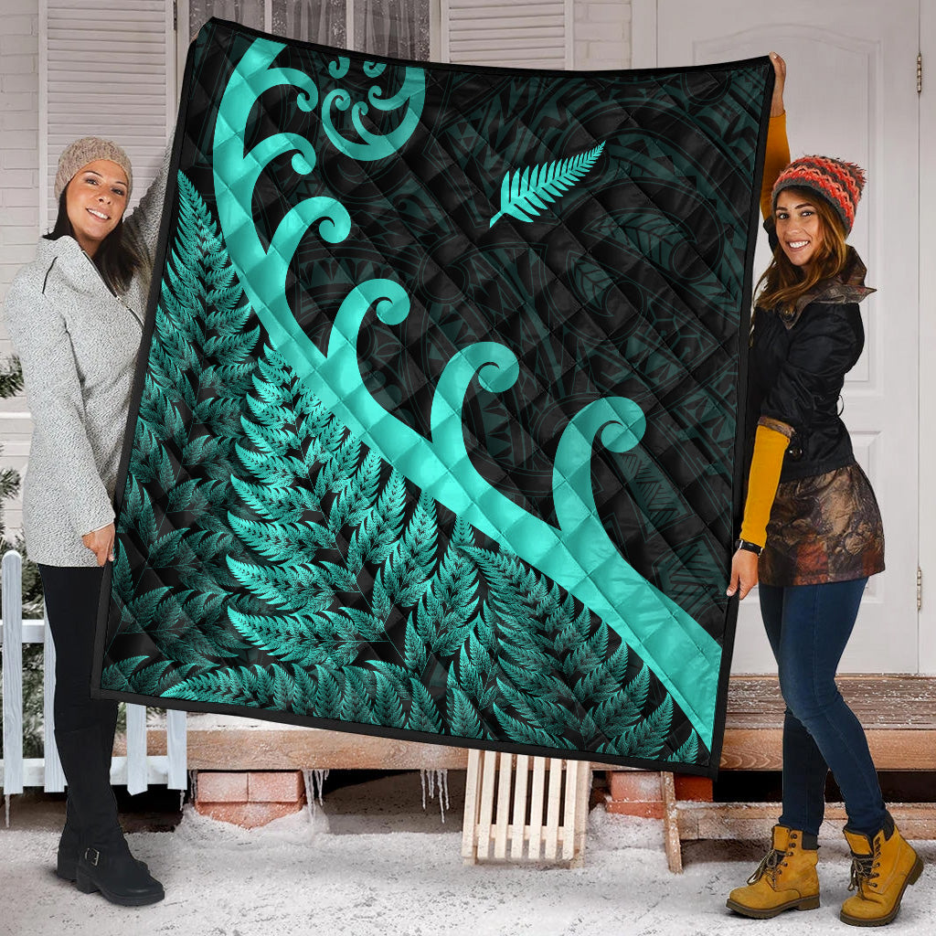 new-zealand-rugby-maori-premium-quilt-silver-fern-koru-vibes-turquoise