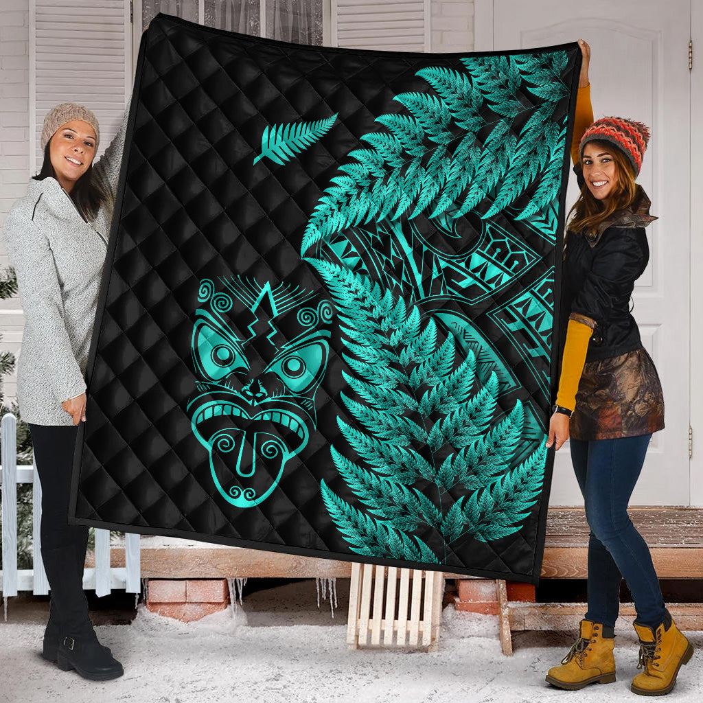 new-zealand-haka-rugby-maori-premium-quilt-silver-fern-vibes-turquoise