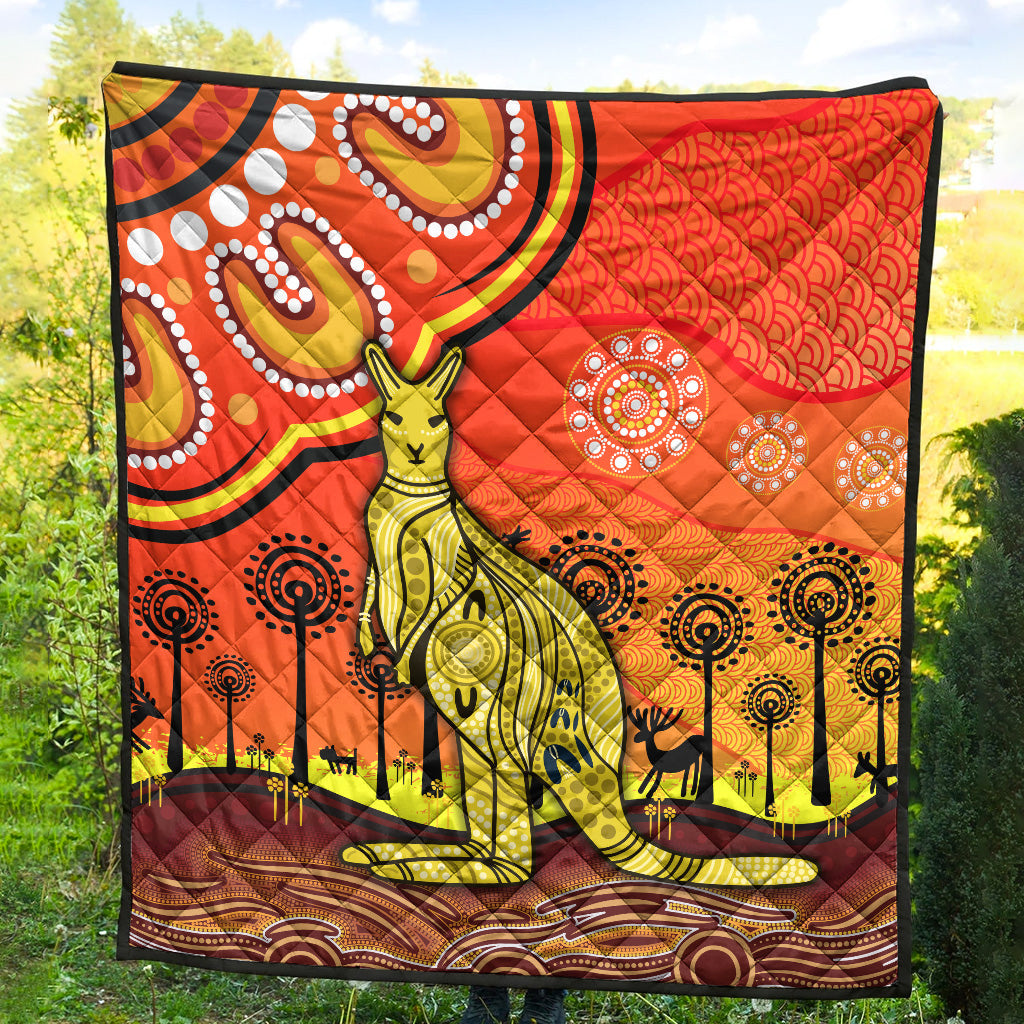 aboriginal-art-kangaroo-premium-quilt-indigenous-unique-vibes-orange