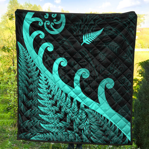 new-zealand-rugby-maori-premium-quilt-silver-fern-koru-vibes-turquoise
