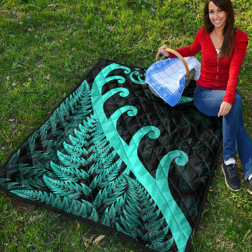 new-zealand-rugby-maori-premium-quilt-silver-fern-koru-vibes-turquoise