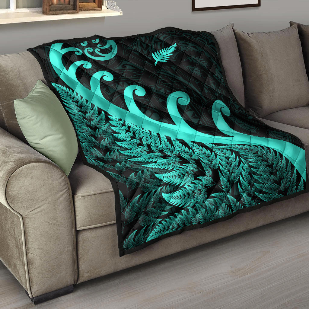 new-zealand-rugby-maori-premium-quilt-silver-fern-koru-vibes-turquoise