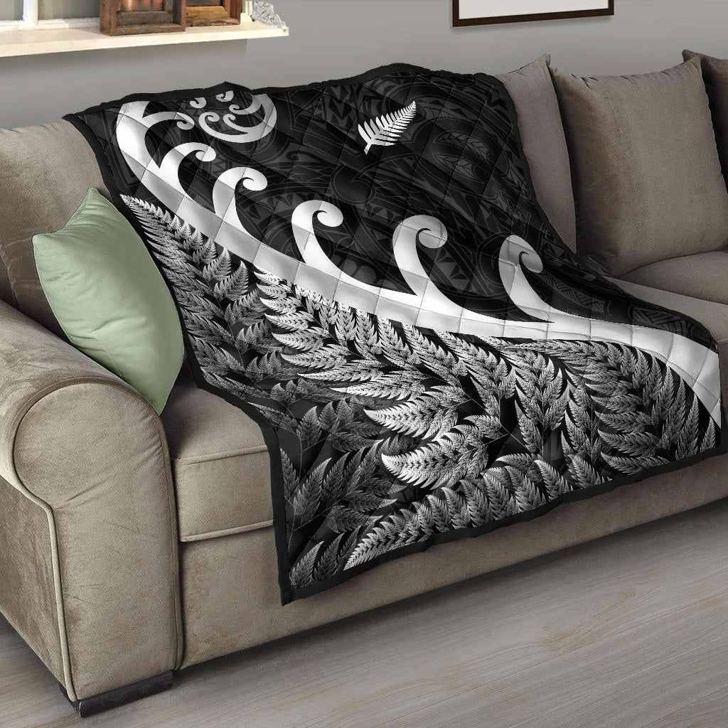 new-zealand-rugby-maori-premium-quilt-silver-fern-koru-vibes-black