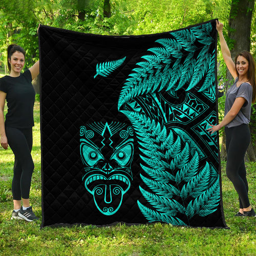 new-zealand-haka-rugby-maori-premium-quilt-silver-fern-vibes-turquoise
