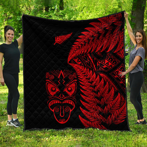 new-zealand-haka-rugby-maori-premium-quilt-silver-fern-vibes-red