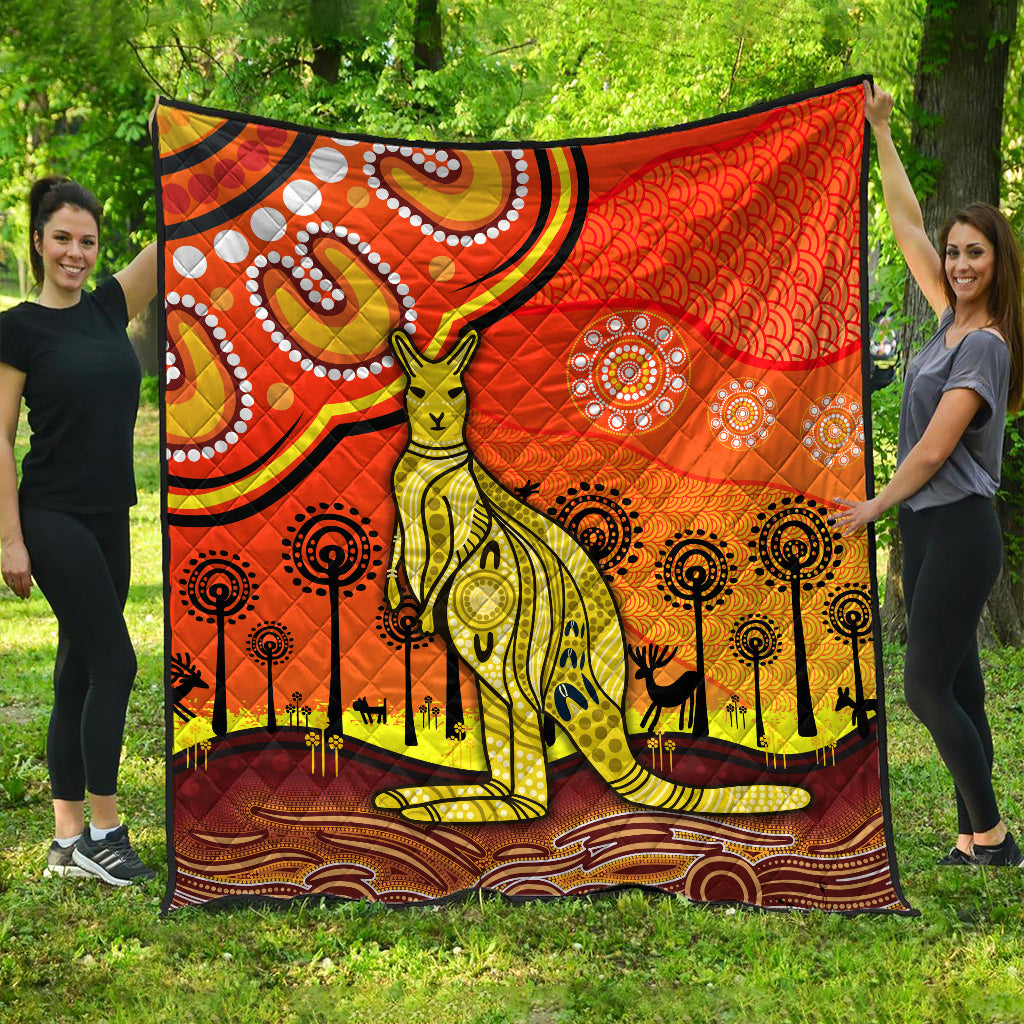 aboriginal-art-kangaroo-premium-quilt-indigenous-unique-vibes-orange