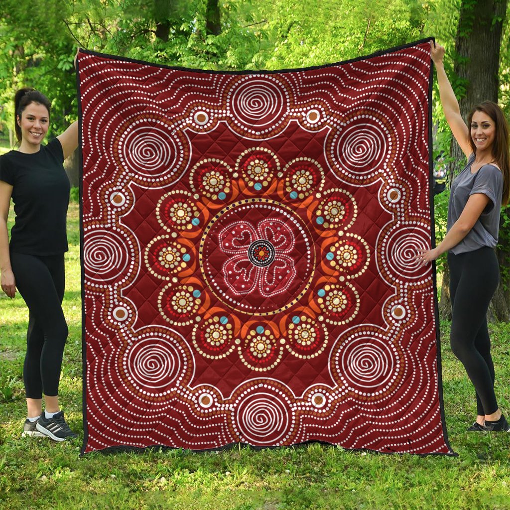 aboriginal-premium-quilt-aboriginal-dot-art-painting-with-red-poppy-flower