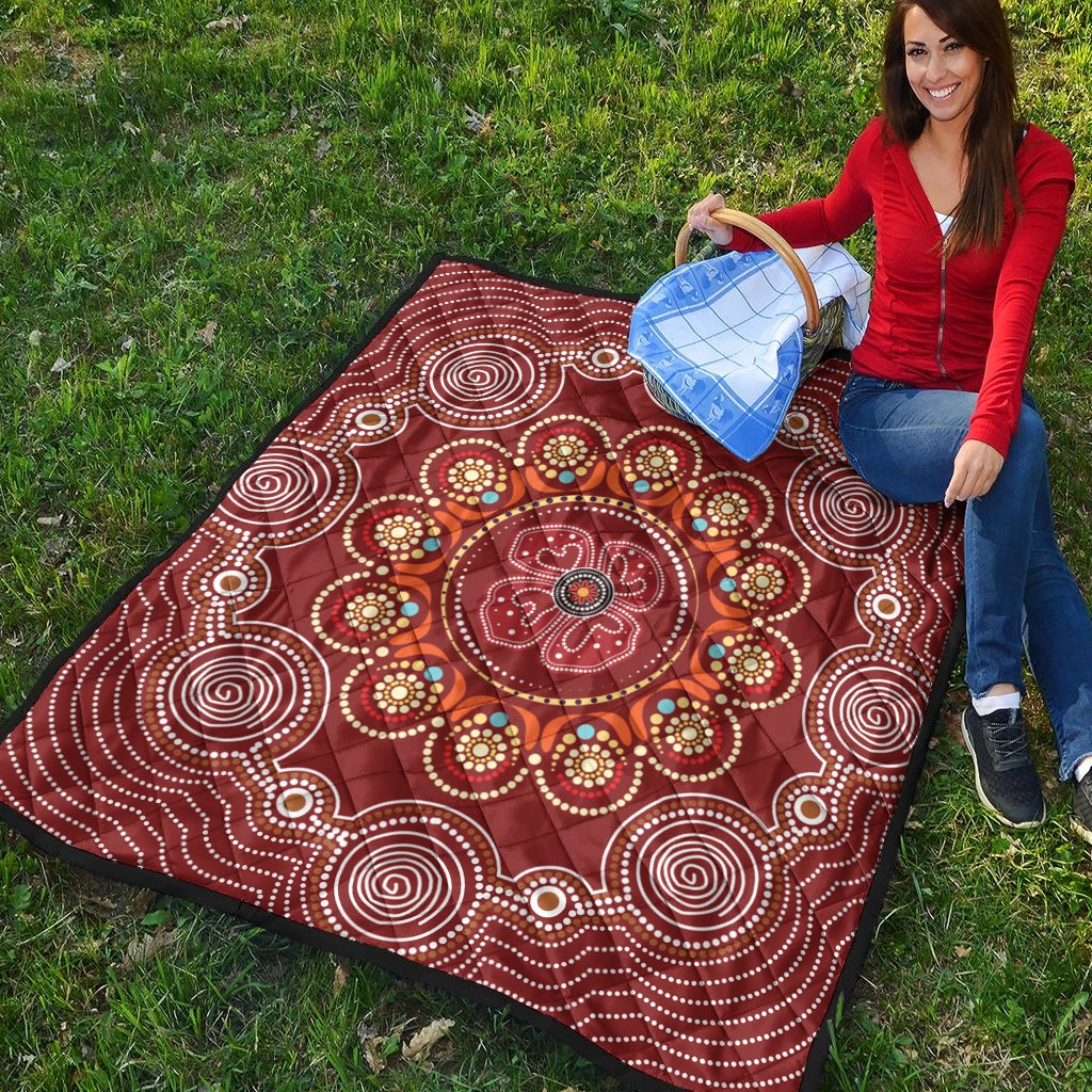 aboriginal-premium-quilt-aboriginal-dot-art-painting-with-red-poppy-flower