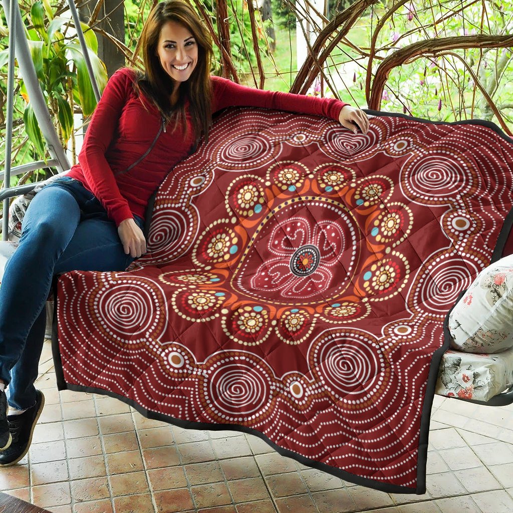 aboriginal-premium-quilt-aboriginal-dot-art-painting-with-red-poppy-flower