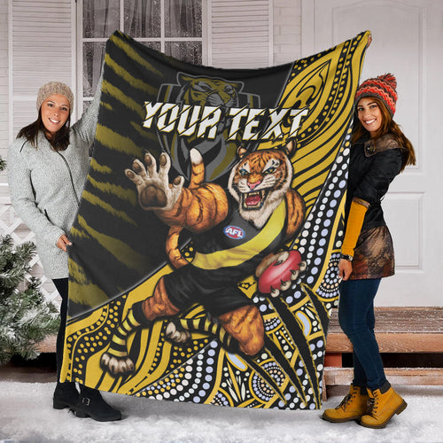 custom-personalised-richmond-football-premium-blanket-aboriginal-go-the-tigers-mascot