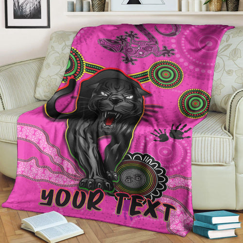 custom-personalised-panthers-premium-blanket-aboriginal-with-lizard