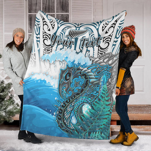 custom-personalised-manaia-maori-premium-blanket-fern-aotearoa-blue-waves