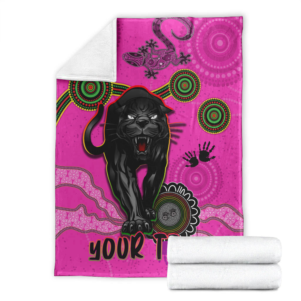 custom-personalised-panthers-premium-blanket-aboriginal-with-lizard