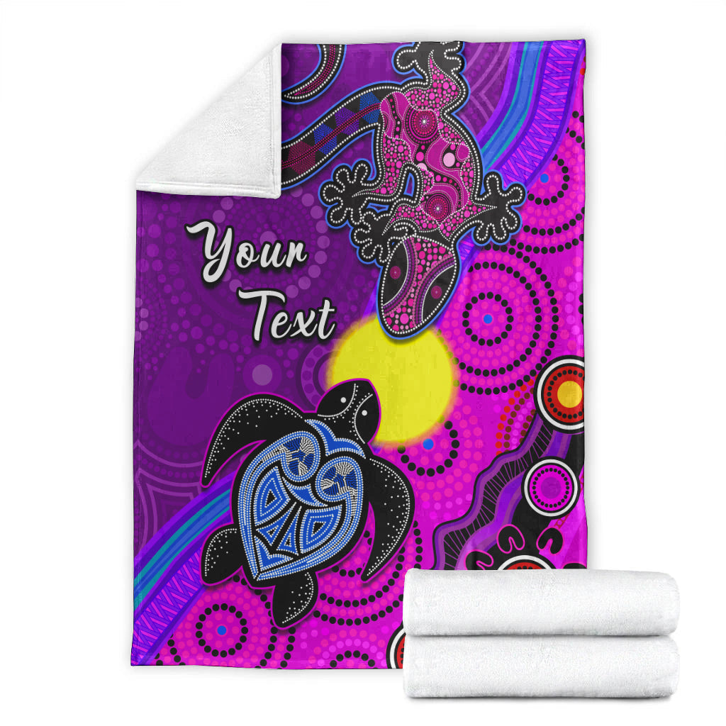 custom-personalised-australia-lizard-and-turtle-premium-blanket-aboriginal-art-beautiful-life